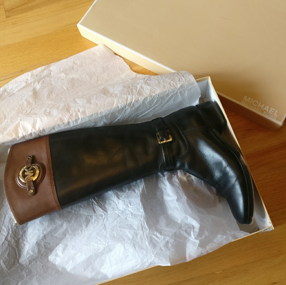 Michael kors stockard leather riding boot in BOX